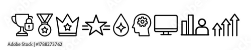 Icon set depicting achievement, success, and growth