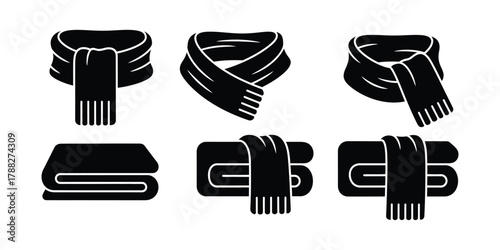 Wool scarf folded silhouette vector design