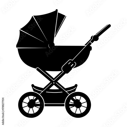 Baby Stroller Silhouette Vector Illustration