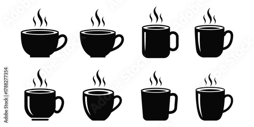 Hot chocolate mug with steam icon silhouette vector design