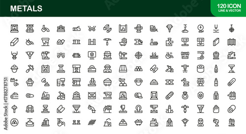 Metals Bold Collection Icon. Strong and Sleek icons for industrial metals, alloys, and steel
