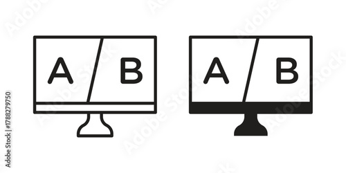A B testing icon illustration, thin line vector, web design sign,
