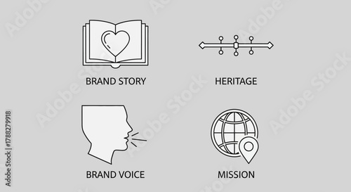 Brand elements icons for marketing and business