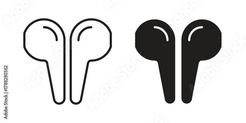 Air pods icon illustration, thin line vector, web design sign,