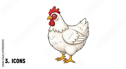 White hen icon with transparent background