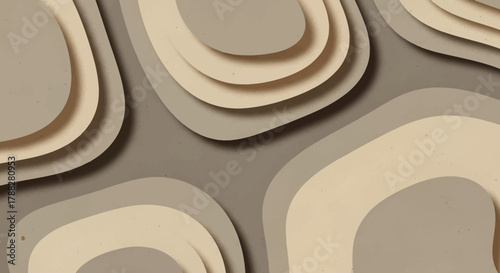 Abstract layered shapes in beige and brown tones