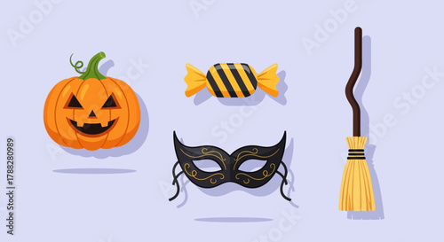 Halloween elements with transparent background