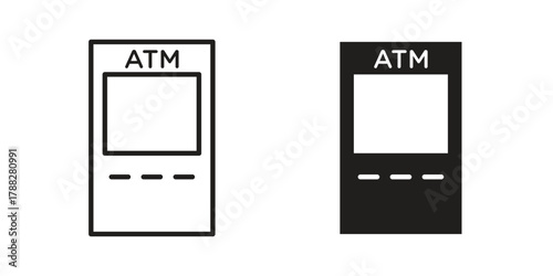 Atm icon illustration, thin line vector, web design sign,