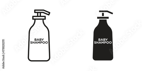 Baby shampoo icon illustration, thin line vector, web design sign,