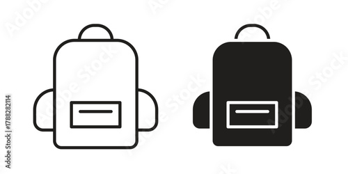 Backpack icon illustration, thin line vector, web design sign,