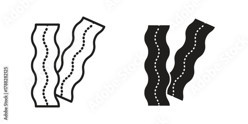 Bacon icon illustration, thin line vector, web design sign,