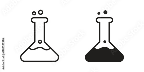 Beaker icon illustration, thin line vector, web design sign,