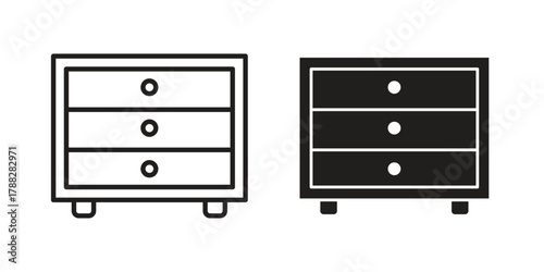 Bedside table icon illustration, thin line vector, web design sign,