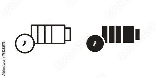 Battery life icon illustration, thin line vector, web design sign,