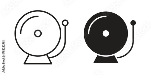 Bell school icon illustration, thin line vector, web design sign,