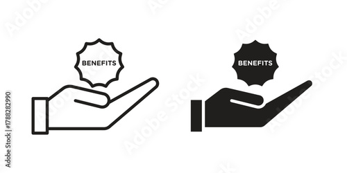 benefits icon illustration, thin line vector, web design sign,