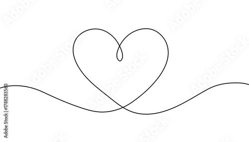 heart continuous line vector illustration