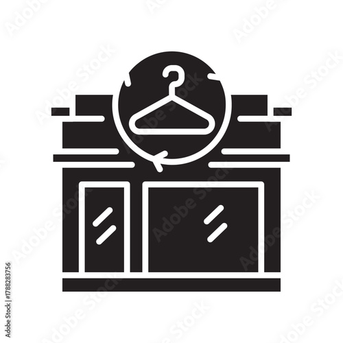 secondhand shop black line icon for digital and print projects.
