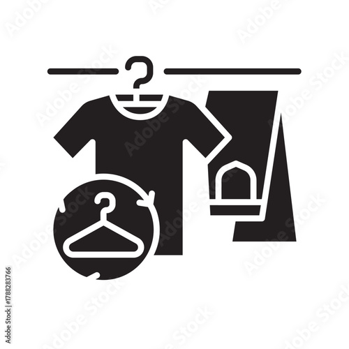 secondhand clothing black line icon for digital and print projects.