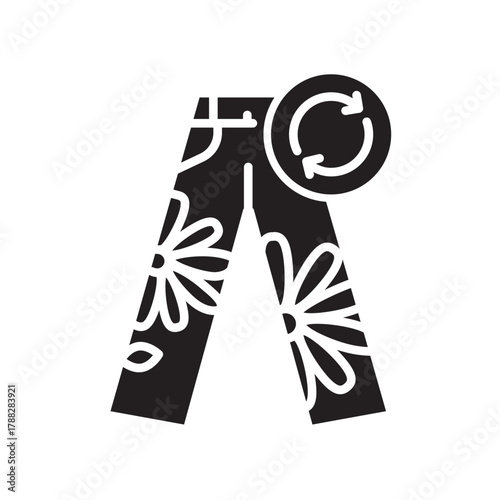 upcycled pants black line icon for digital and print projects.