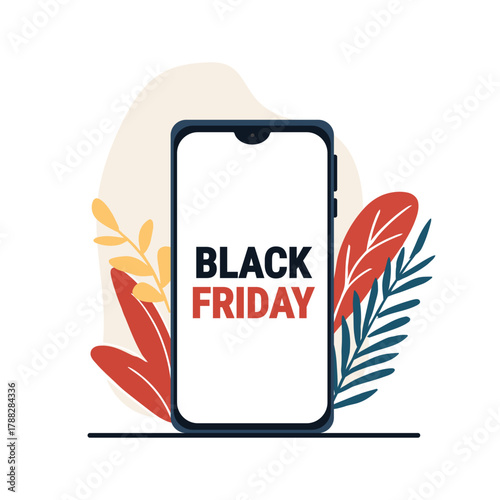 Black Friday mobile sale banner vector