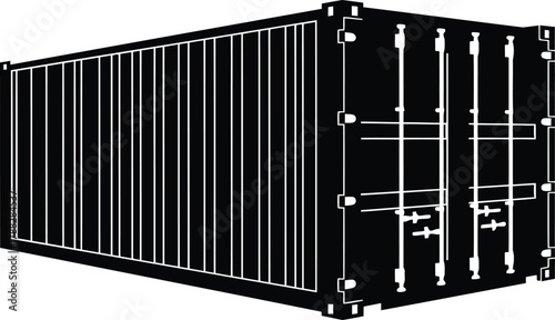 Cargo Container Silhouette Vector Shipping Freight Container Transportation Logistics Industry Storage Metal Box Delivery Port Warehouse Isolated Element