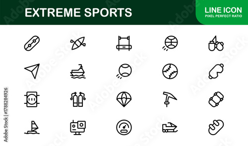 Extreme Sports Simple Icon Set. Clean and Professional icons for action, adventure, and thrill
