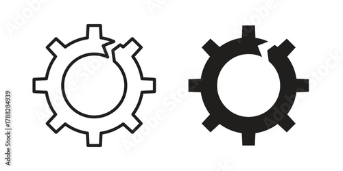 Broken gear icon illustration, thin line vector, web design sign,