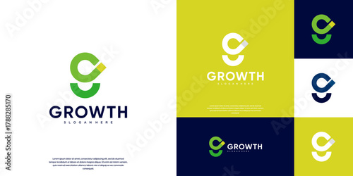 global trade investment logo, with abstract letter G, overlapping style, growth, graphic design illustration.