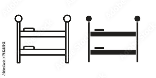 Bunk bed icon illustration, thin line vector, web design sign,