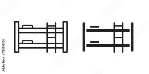 Bunk bed icon illustration, thin line vector, web design sign,