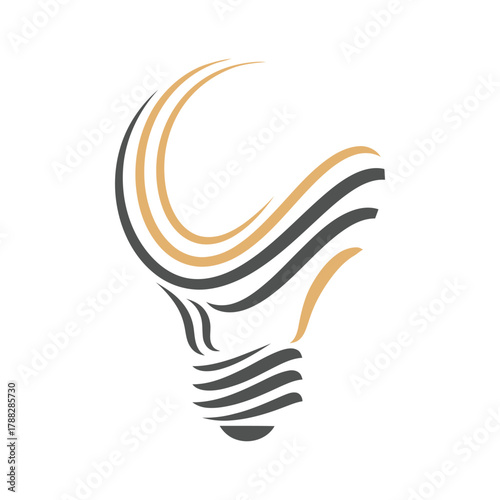 Abstract light bulb illustration with flowing lines representing ideas and creativity, symbolic Logo, Vector Art, Logo Design