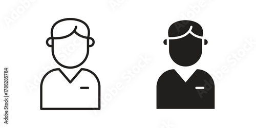 Businessman icon illustration, thin line vector, web design sign,