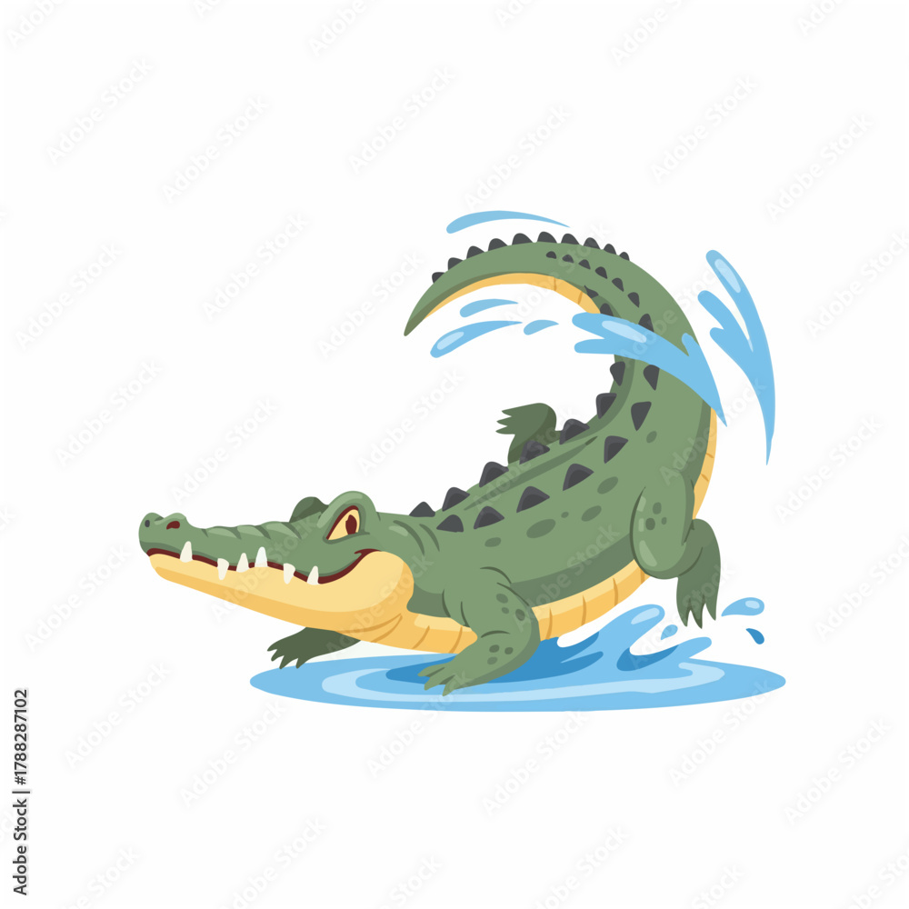 Obraz premium Crocodile Splashing Water with Tail