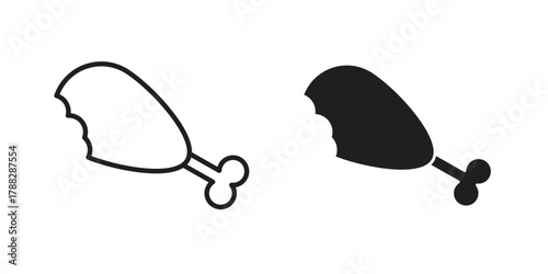 Chicken leg icon illustration, thin line vector, web design sign,