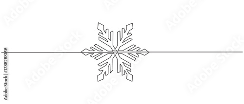 Elegant Snowflake Horizontal Line Divider,Snowflake Icon single one line art vector illustration,christmas concept vector illustration
