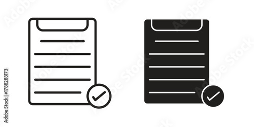 Clipboard check icon illustration, thin line vector, web design sign,
