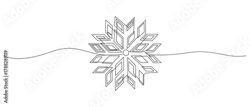 Elegant Snowflake Horizontal Line Divider,Snowflake Icon single one line art vector illustration,christmas concept vector illustration