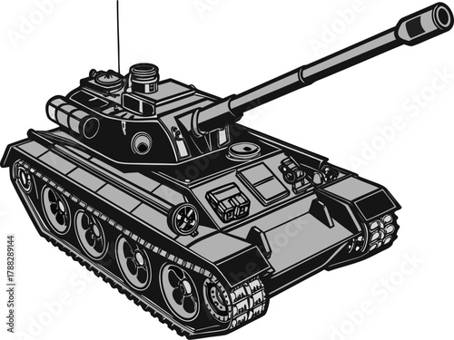 Fire rescue robot in black offering scouting, firefighting, and emergency rescue services, depicted in isometric style.