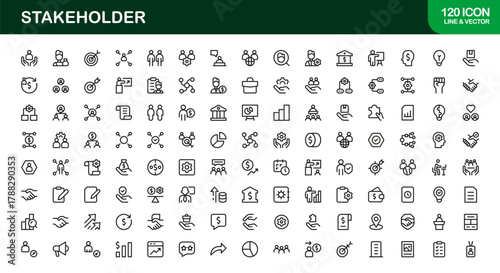 Stakeholder Minimal Icon Set. Elegant and Sleek icons for decision-making, team, and planning
