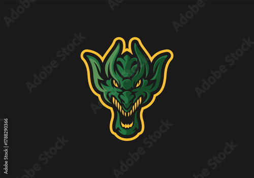 Green Goblin Head Logo Template, Demon Mascot Vector Illustration