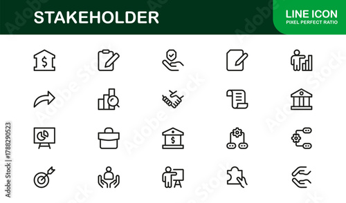 Stakeholder Simple Icon Set. Minimal and Professional icons for team, management, and business
