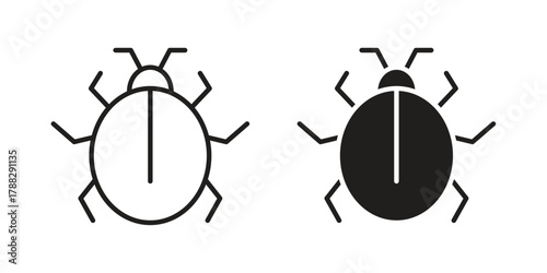 Debug icon illustration, thin line vector, web design sign,