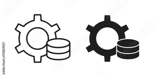 Data management icon illustration, thin line vector, web design sign,