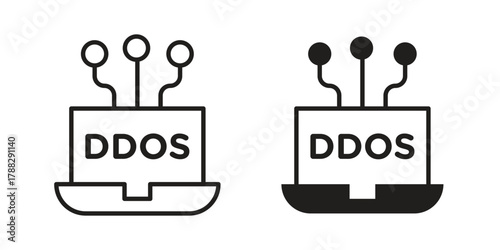 Ddos icon illustration, thin line vector, web design sign,