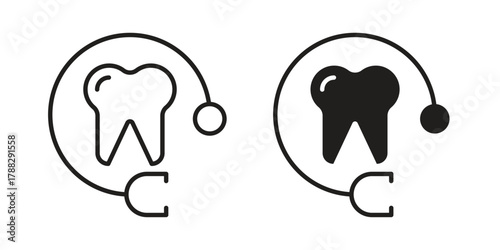 Dental care icon illustration, thin line vector, web design sign,