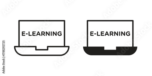 E learning icon illustration, thin line vector, web design sign,