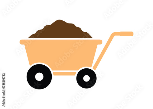 Garden Cart loaded with Soil. Basic Icon in Vector format.