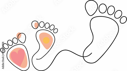 Growing family footprints, a touching reminder of love and connection, from baby steps to lasting memories, a heartwarming journey, originally from vector art