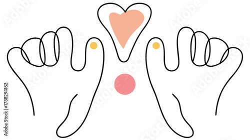 Expressing love with a digital heart, hand gestures create modern minimalist art, conveys loving feelings, perfect for social media, greeting cards and more